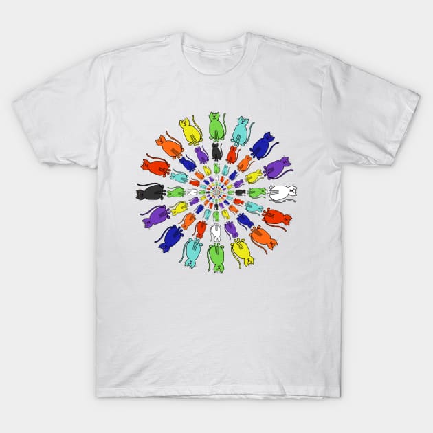 Ever Decreasing Circles of Rainbow Cats T-Shirt by ellenhenryart